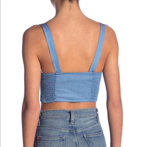 Yumi Kim Crop chambray Top with zipper & elastic - Picture 4 of 8